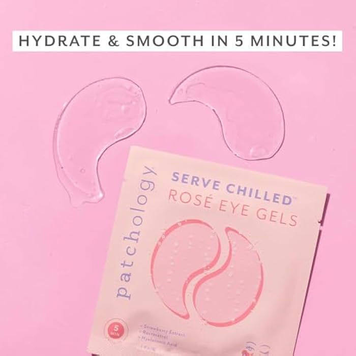 Patchology Serve Chilled Rosé Hydrating Under Eye Patches – Hyaluronic Acid & Antioxidant-Infused Eye Masks to Reduce Dark Circles, Puffiness & Fine Lines - Ideal Skincare Essentials (5 Pairs) - Image 2